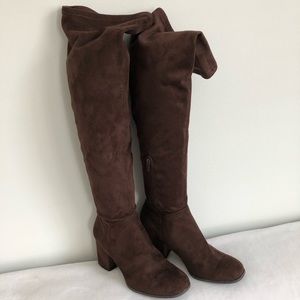 Dark Brown Suede Thigh High Boots size 7 1/2